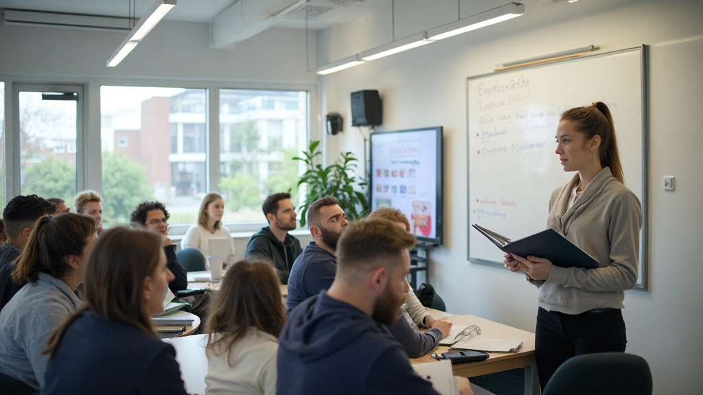 Modern klaslokaal met Nederlands taalleermateriaal en interactieve borden